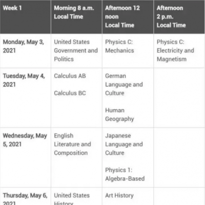 注意！CollegeBoard公布2021年AP考试时间